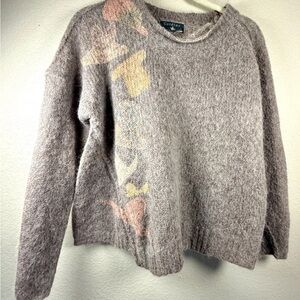 Cotélac Alpaca Wool Blend Abstract Knit Sweater Beige Taupe Size 1 Small